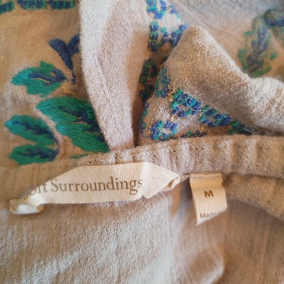 Soft Surroundings Peasant Blouse Embroidered Altered Blue Floral Medium - Picture 11 of 13